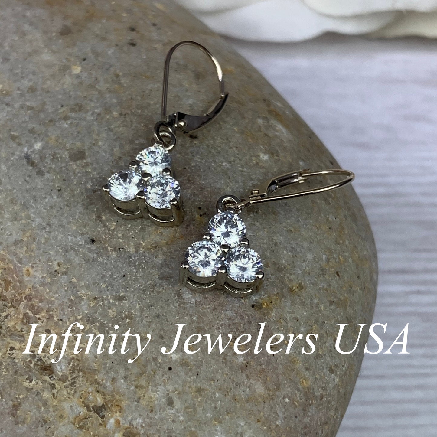 Moissanite Earrings, Dangle Earrings, Drop Earrings, Lever back Earrings, 1.50ctw. 14K White Gold #6907 #6908 #6909