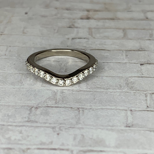 Round Moissanite Matching Wedding Band, Curved Moissanite Band For Ladies, 14k Gold Curved Diamond Matching Ring For Engagement Rings, #7029