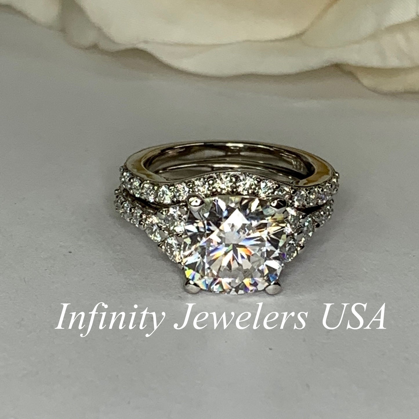 Cushion Cut Moissanite engagement ring 14K solid gold, Unique moissanite cluster wedding ring women, moissanite wedding solitaire ring #7021