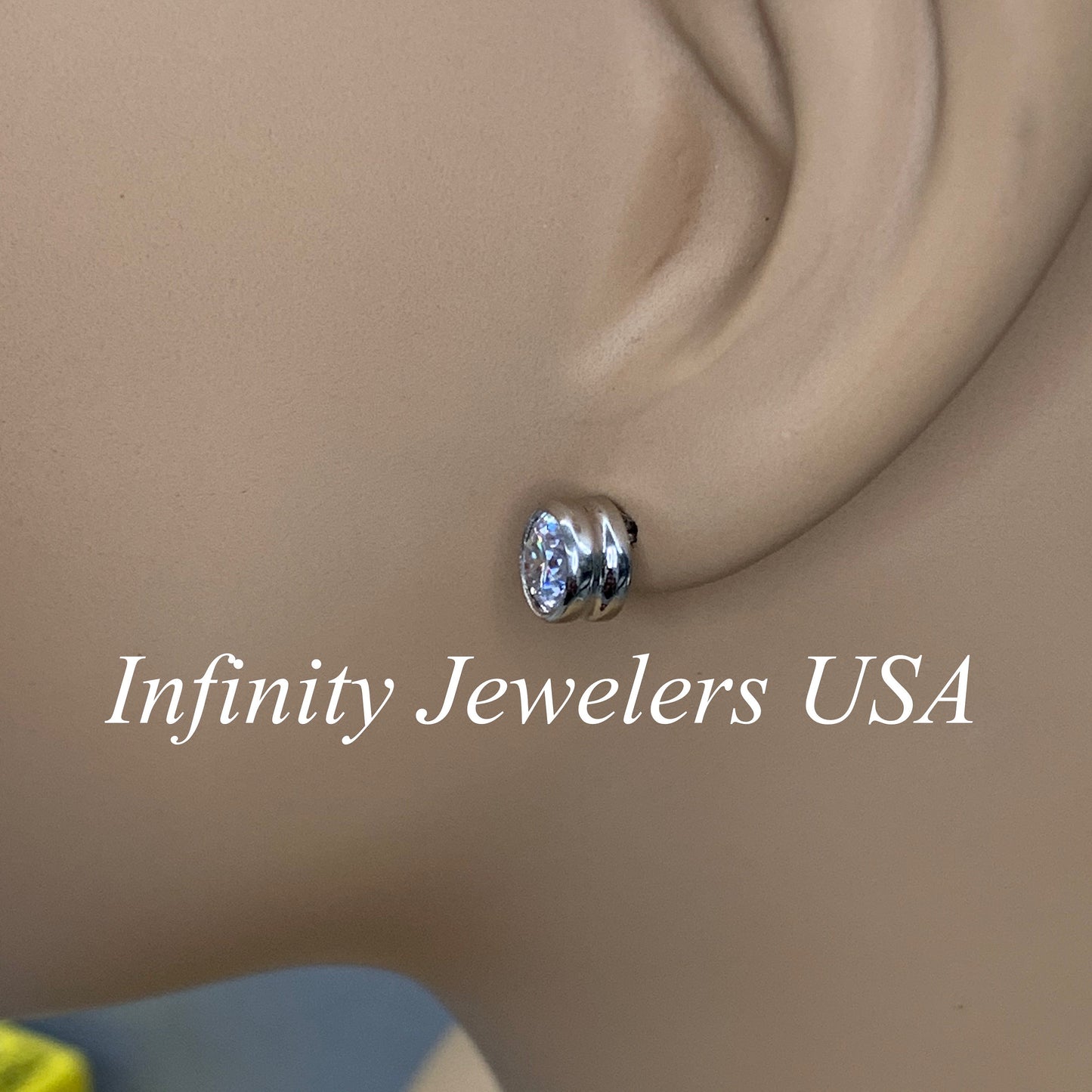 Moissanite Diamond Stud Earrings 14K White Gold, Round Bezel Earrings, Gold Stud Earrings Unisex, 2.00 ctw Stud Earrings, #7038
