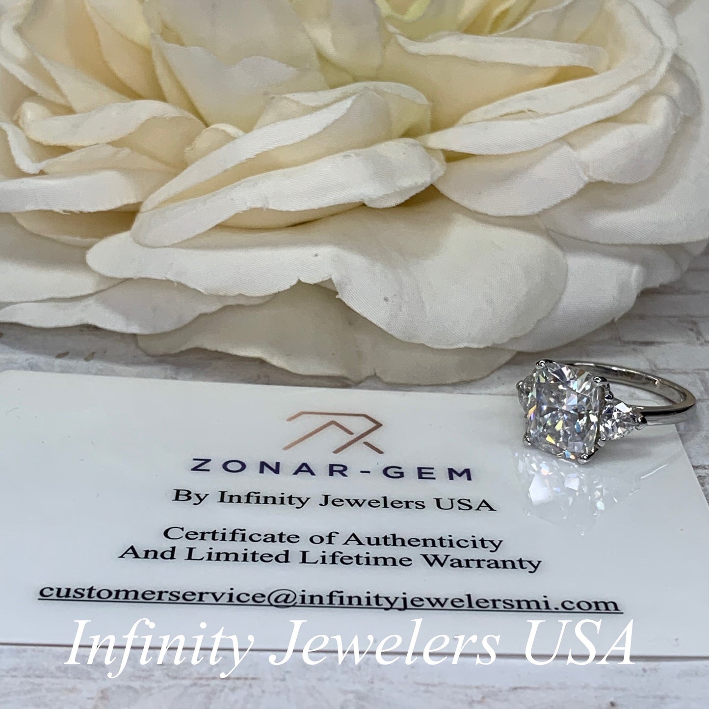 Cushion Cut Solitaire Moissanite Engagement Ring, Three Stone Certified Moissanite Wedding Ring, Cushion Cut Anniversary Ring For Her  #6564