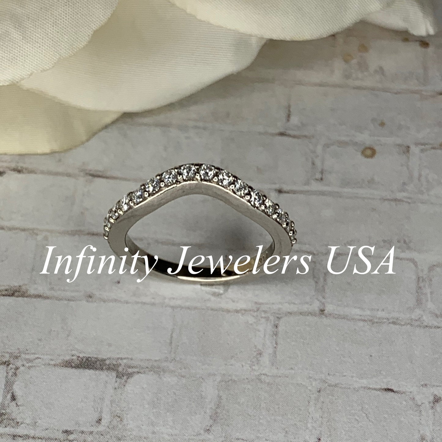 Round Moissanite Matching Wedding Band, Curved Moissanite Band For Ladies, 14k Gold Curved Diamond Matching Ring For Engagement Rings, #7029