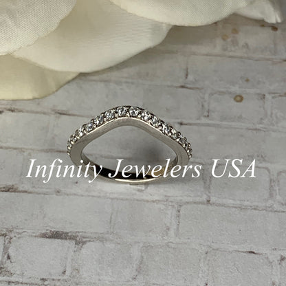 Round Moissanite Matching Wedding Band, Curved Moissanite Band For Ladies, 14k Gold Curved Diamond Matching Ring For Engagement Rings, #7029