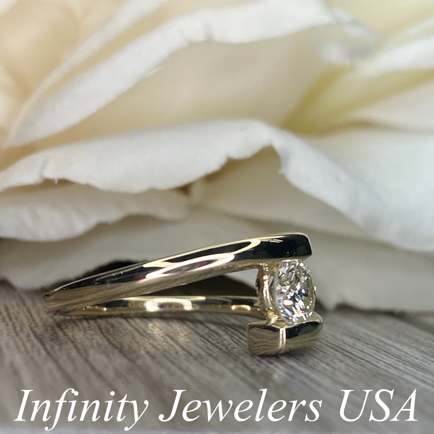 Round Solitaire Diamond Engagement Ring, Ladies Unique Diamond Solitaire Wedding Ring, 14k Yellow Gold Round Brilliant Diamond Ring    #7096