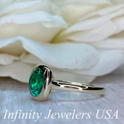 Emerald Ring, Emerald Engagement Ring, Solitaire Engagament Ring, 14k Yellow Gold, May Birthstone Ring, Green Emerald Engagement Ring, #5950