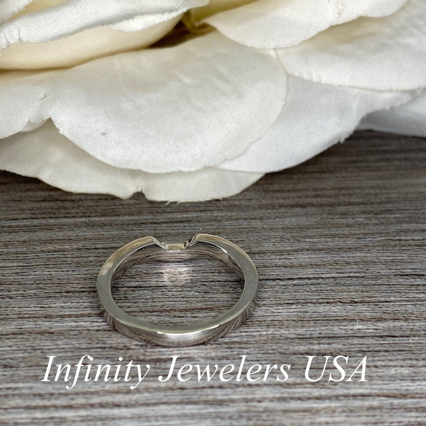 Diamond pave wedding band  with delicate vintage beaded edge design  14k white gold  #5279