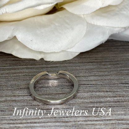 Diamond pave wedding band  with delicate vintage beaded edge design  14k white gold  #5279