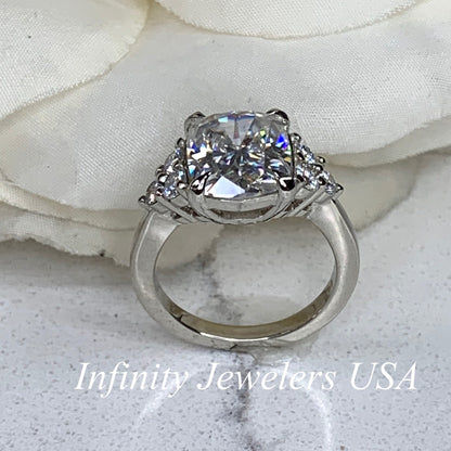 Moissanite Cushion Cut Engagement Ring For Her, 14k Gold Cushion Cut And Round Moissanite Wedding Ring, Round Cluster Moissanite Ring  #6697