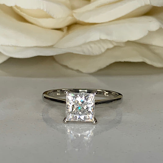 Princess Cut Moissanite Solitaire Ladies Engagement Ring, 14k Gold Moissanite Princess Cut Wedding Ring, Square Shape Solitaire Ring   #6963