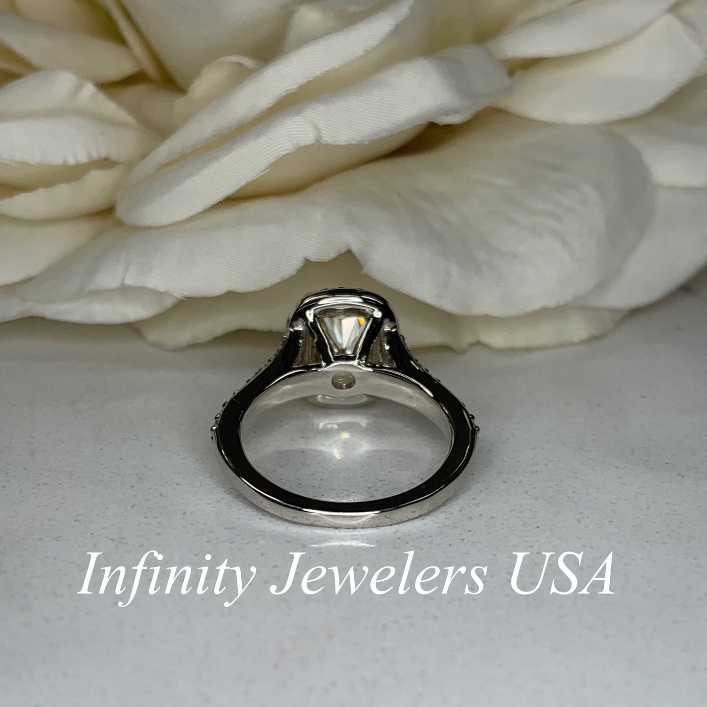 Cushion Cut Yellow Moissanite Halo Engagement Ring, 14k White Gold Elongated Cushion Cut Moissanite Wedding Ring, Moissanite Halo Ring #7133