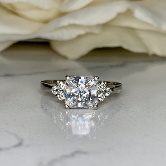 Radiant Cut  Moissanite engagement ring set vintage unique white gold curved band engagement ring women wedding Bridal Promise ring  #7091