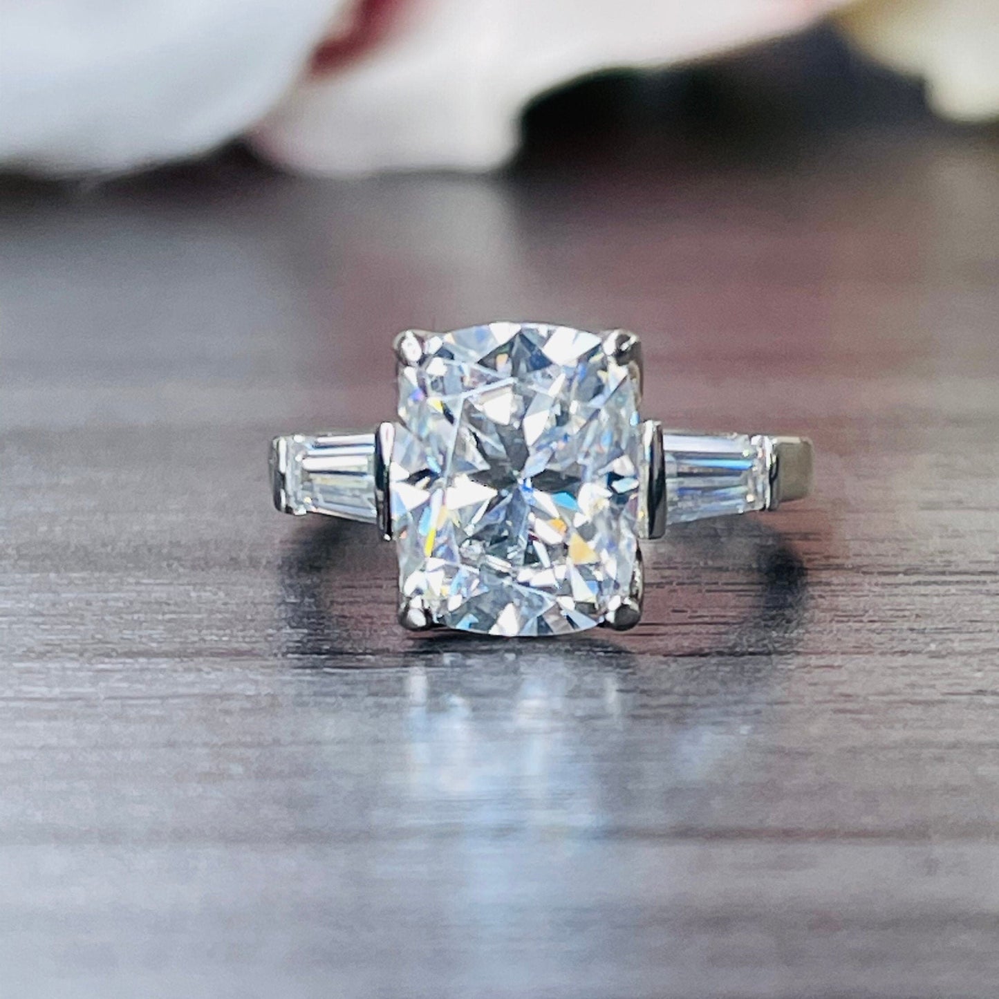 Elongated Cushion Cut Moissanite Engagement Ring 14K White Gold Ladies, Moissanite Engagement Ring Elongated Cushion Shape For Women,  #7151