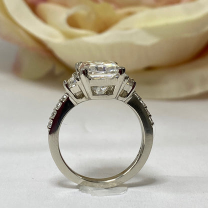 Moissanite Engagement Rings For Women Radiant Cut Wedding Ring 14K Solid White Gold,  #7179 Bridal Ring Solitaire Moissanite Engagement Ring