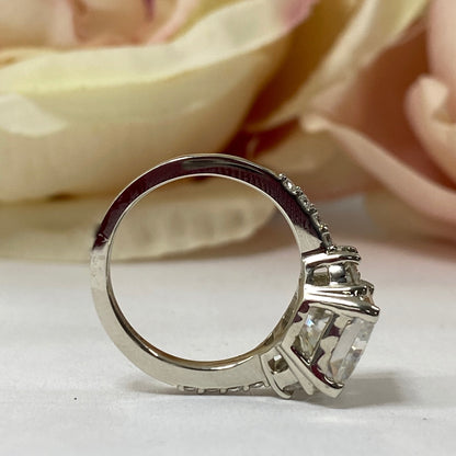 Moissanite Engagement Rings For Women Radiant Cut Wedding Ring 14K Solid White Gold,  #7179 Bridal Ring Solitaire Moissanite Engagement Ring