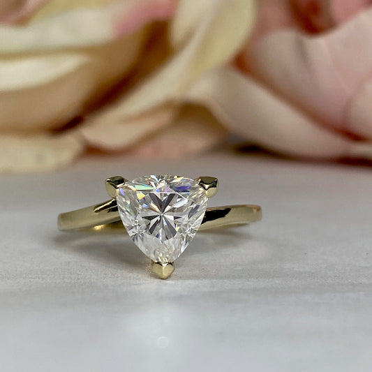 Moissanite Solitaire Trillion Cut Engagement Ring, #5441 14k Solid Gold Triangle Shape Moissanite, Moissanite Bridal Promise Ring For Women