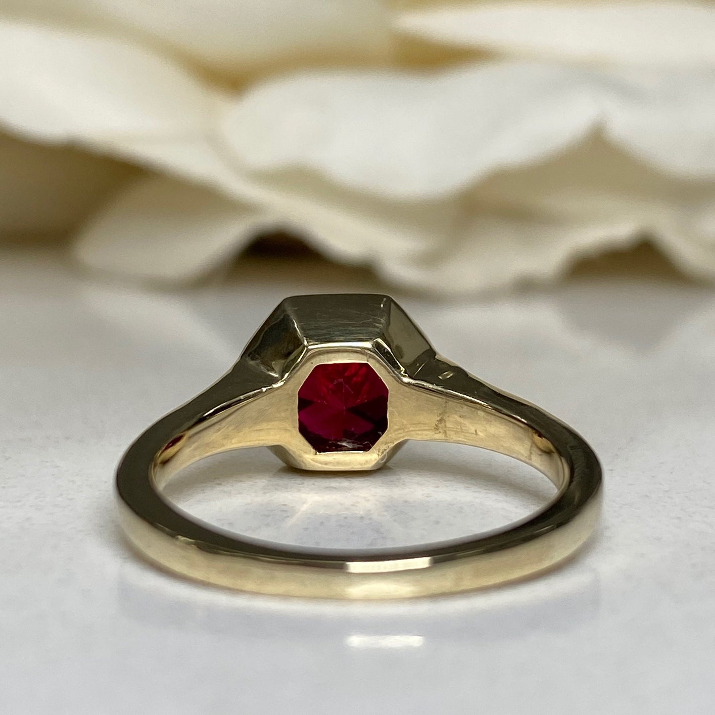 Ruby Ring Radiant Cut 14K Solid Gold For Women, #7173 Ruby Engagement Rings Solitaire, Single Stone Red Ruby Simple Setting Engagement Ring