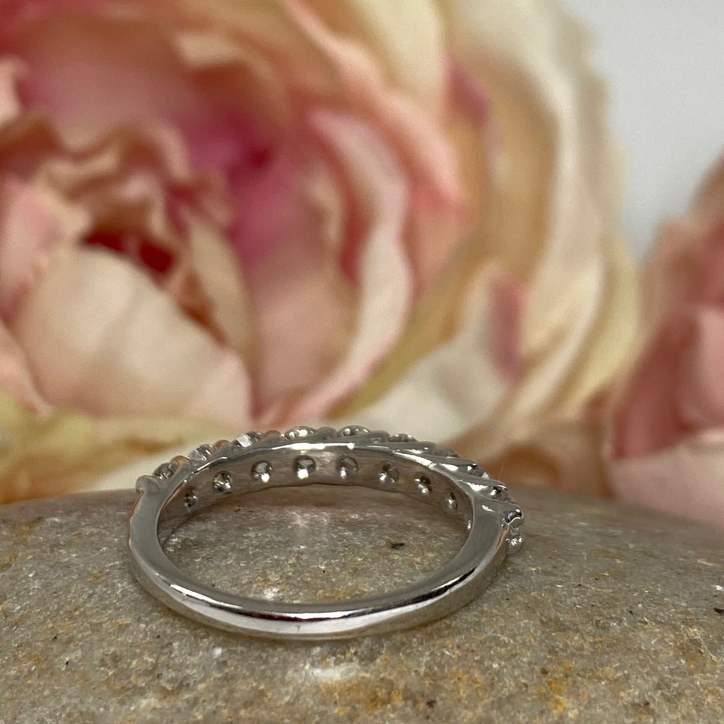 Diamond Eternity Wedding Band For Women, 5567 14k Solid White Gold Vintage Diamond Anniversary Band, Lab Grown Diamond Eternity Wedding Band