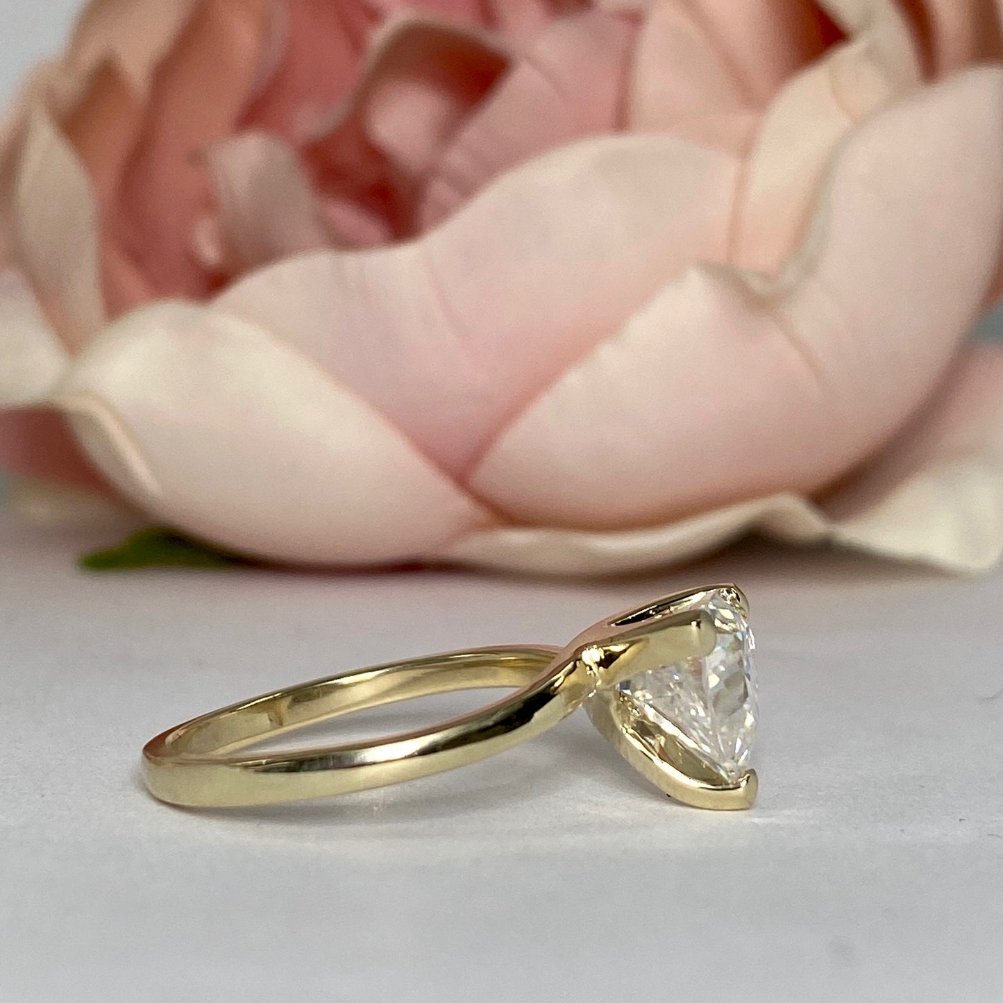 Moissanite Solitaire Trillion Cut Engagement Ring, #5441 14k Solid Gold Triangle Shape Moissanite, Moissanite Bridal Promise Ring For Women