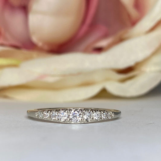 Diamond Wedding Bands For Women 14K White Gold, Stacking Gold and Diamond Band Ring, Dainty Thin Diamond Wedding Anniversary Bands, #6098