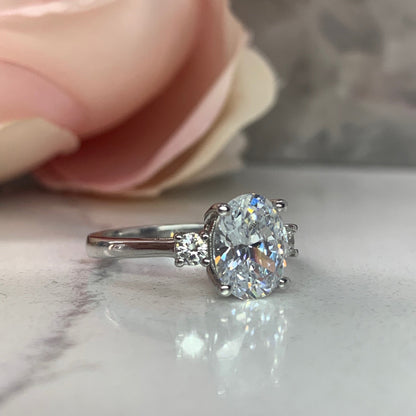Oval Moissanite Engagement Ring 14k White Gold Forever One Moissanite Engagement Rings Unique Vintage Wedding Promise Anniversary Ring #5117