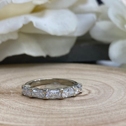 Lab grown diamond stacking wedding band, half eternity diamond matching wedding band solid gold, lab created diamond anniversary band