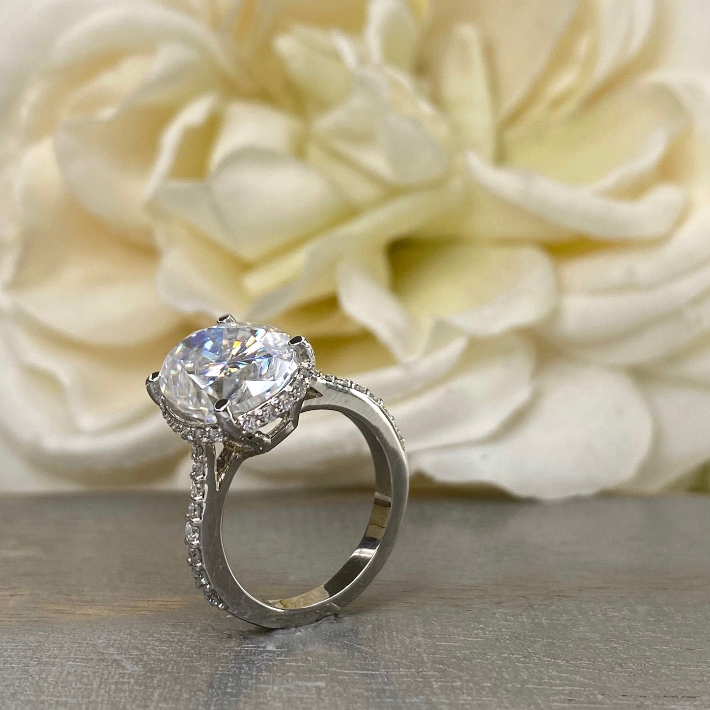 Oval Moissanite Engagement Ring 14k White Gold, Hidden Halo Solitaire Oval Ring, Moissanite Engagement Ring, Oval Wedding Ring Women 7224