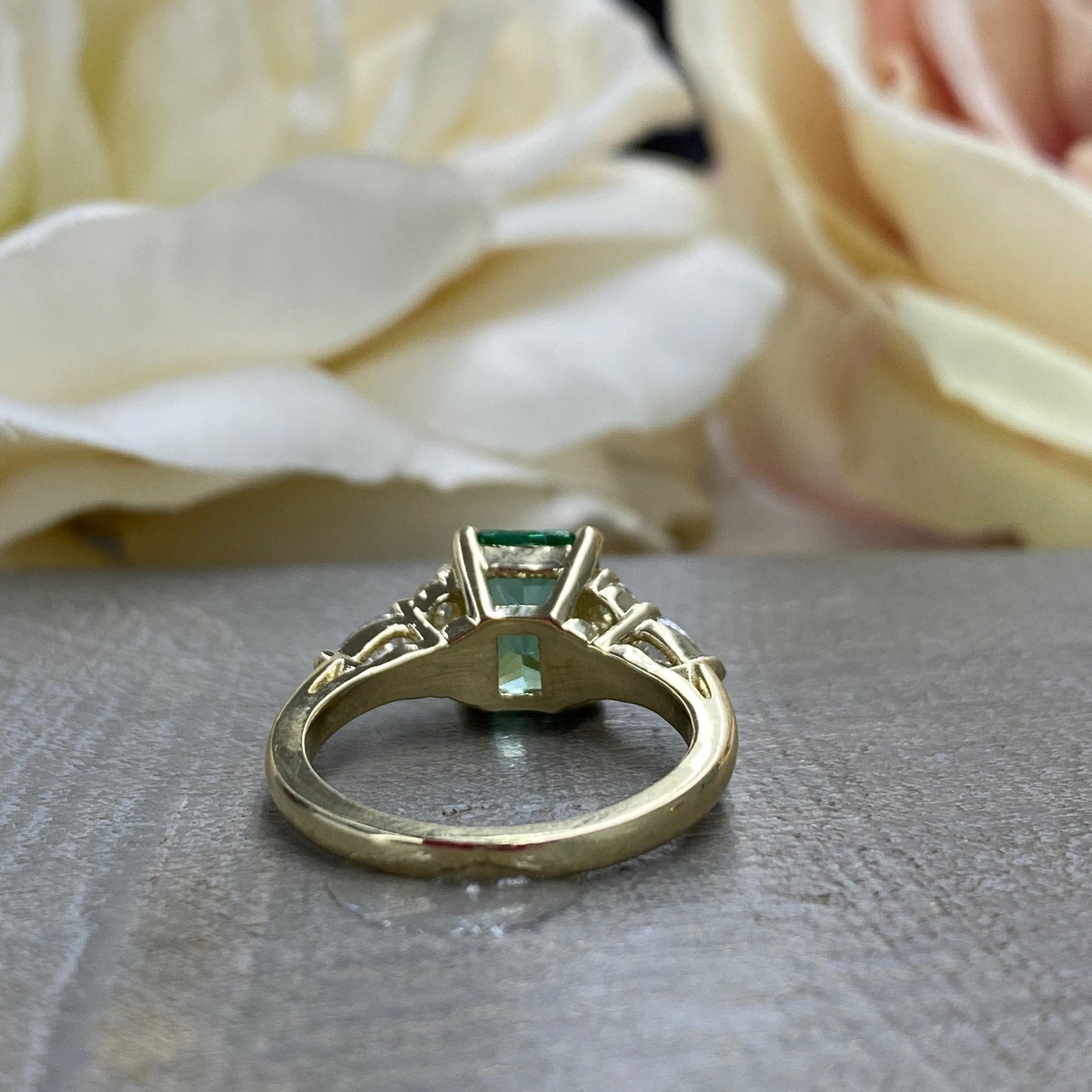 Radiant Cut Paraiba Tourmaline and Moissanite Engagement Rings For Women 14K Solid Yellow Gold, Unique Paraiba Tourmaline Ring Ladies  #7198
