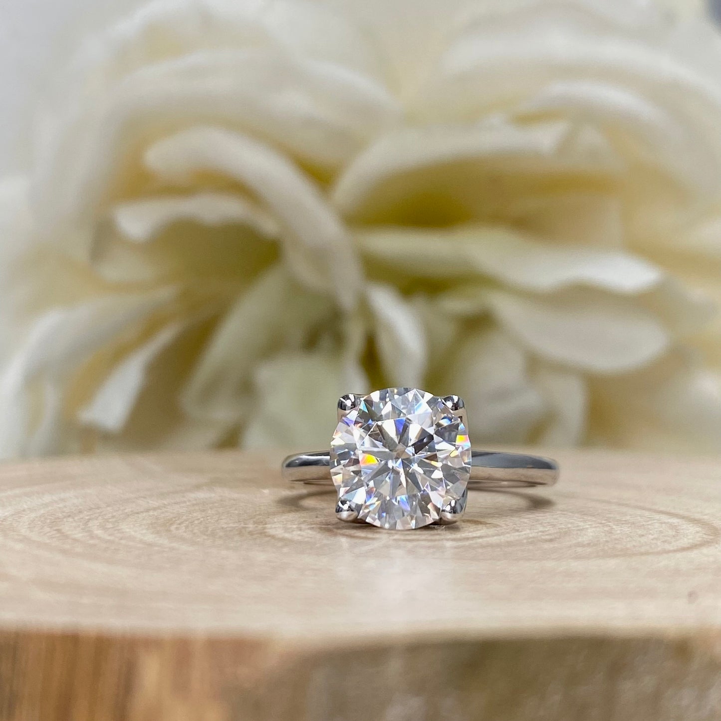 Mossiante Round Solitaire Engagement Ring, Round Brilliant Moissanite Wedding Ring, 14k White Gold Solitaire Moissanite Ring For Her   #6637