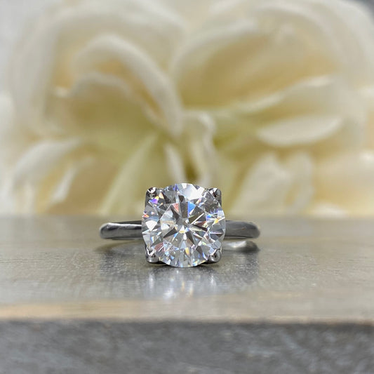 Mossiante Round Solitaire Engagement Ring, Round Brilliant Moissanite Wedding Ring, 14k White Gold Solitaire Moissanite Ring For Her   #6637