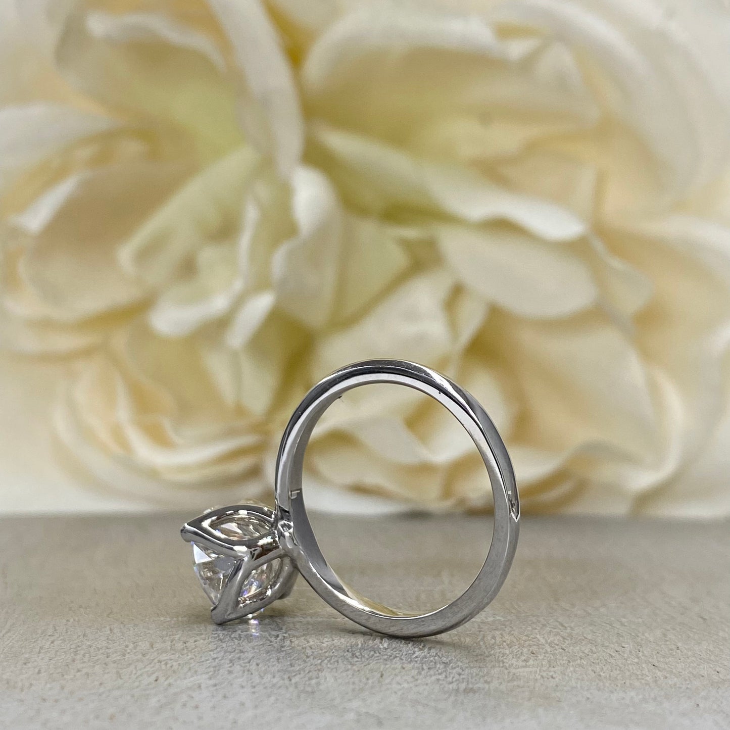 Mossiante Round Solitaire Engagement Ring, Round Brilliant Moissanite Wedding Ring, 14k White Gold Solitaire Moissanite Ring For Her   #6637