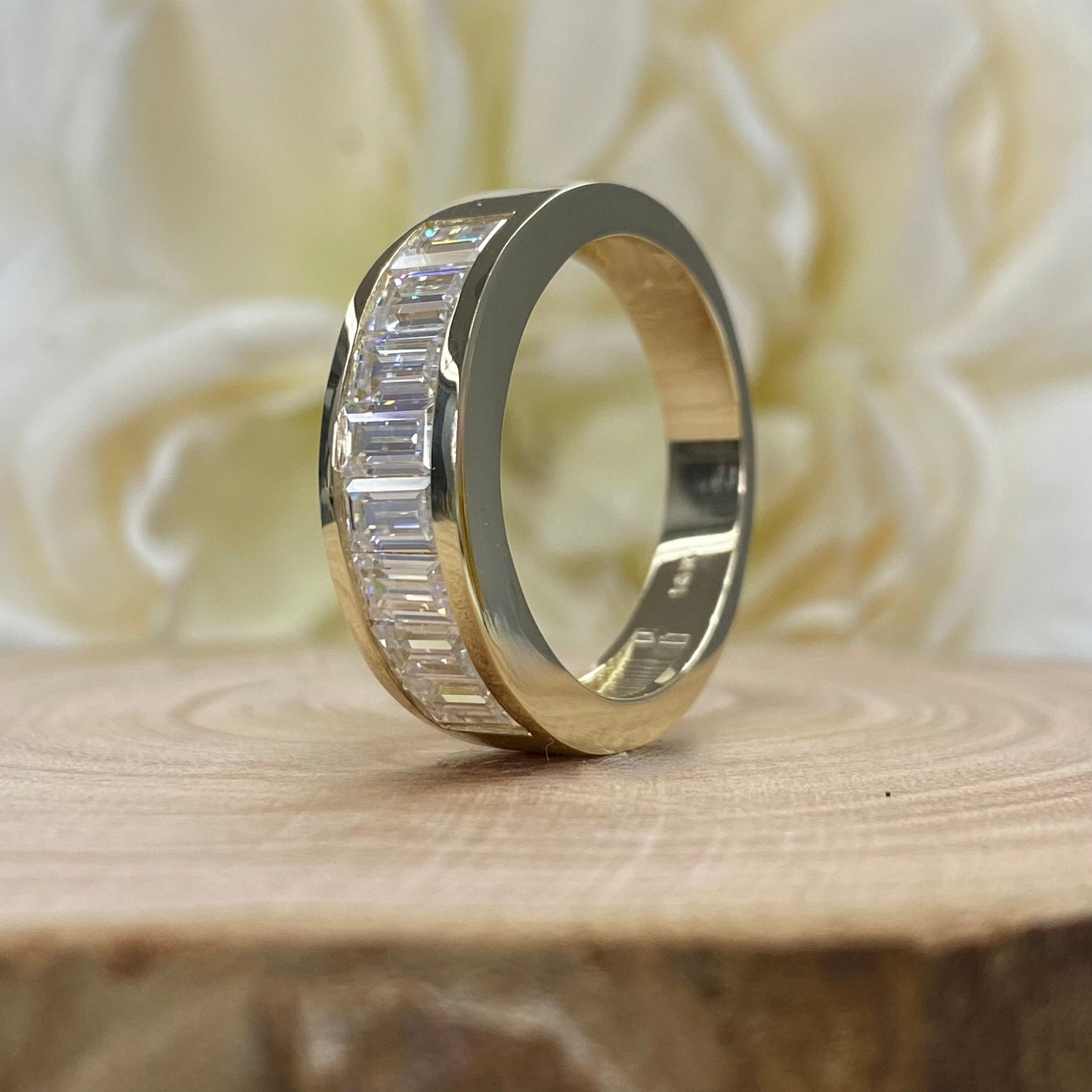 Mens Channel Set Baguette Wedding Band Solid 14k Yellow Gold, Unique Men's  Moissanite Engagement Ring Men's Promise Ring Gift For Him #7236