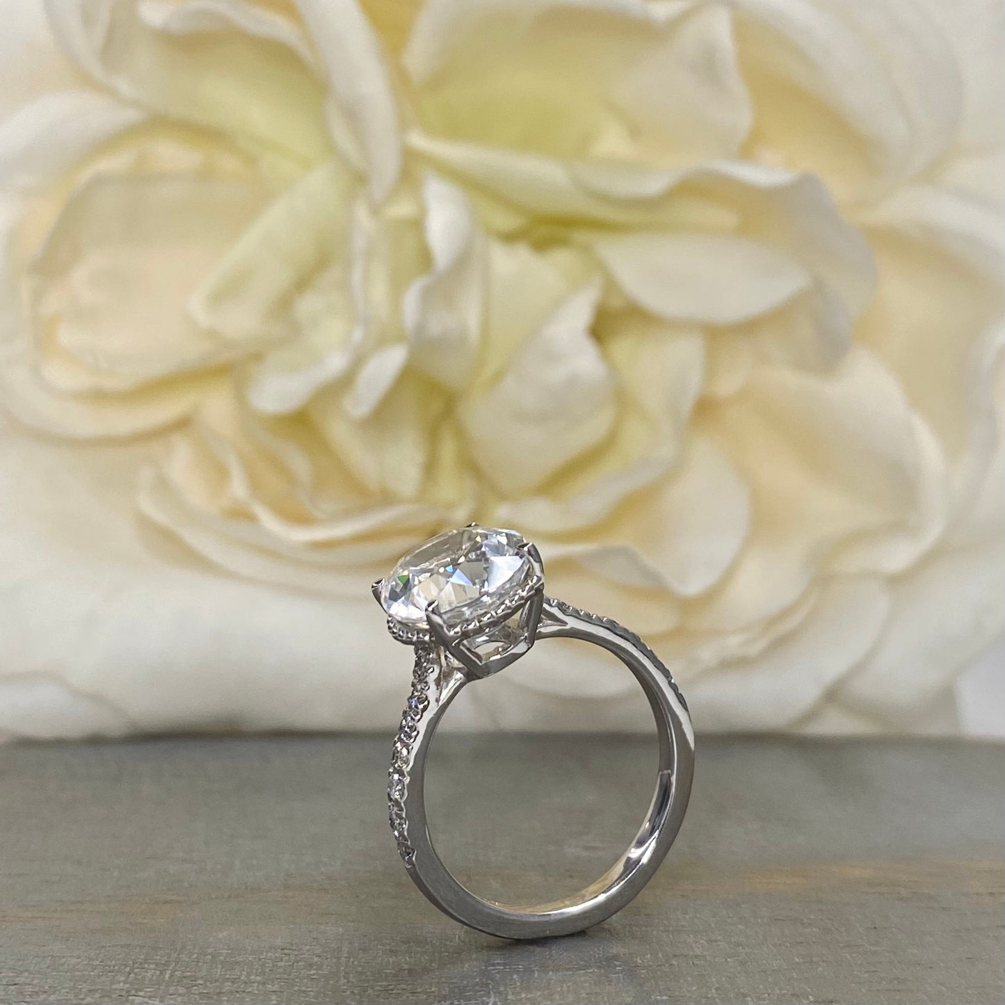 Oval Moissanite Engagement Ring 14K White Gold, Forever One Oval Moissanite Engagement Rings For Women, Hidden Halo Moissanite Rings, #7228