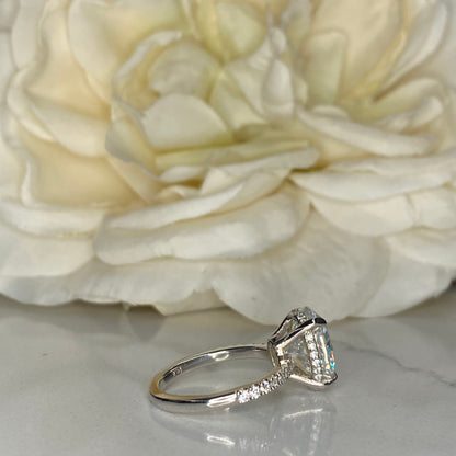 Elongated Oval Moissanite Engagement Ring 14K White Gold Hidden Halo Moissanite Engagement Ring Women Wedding Anniversary Promise Ring #7249