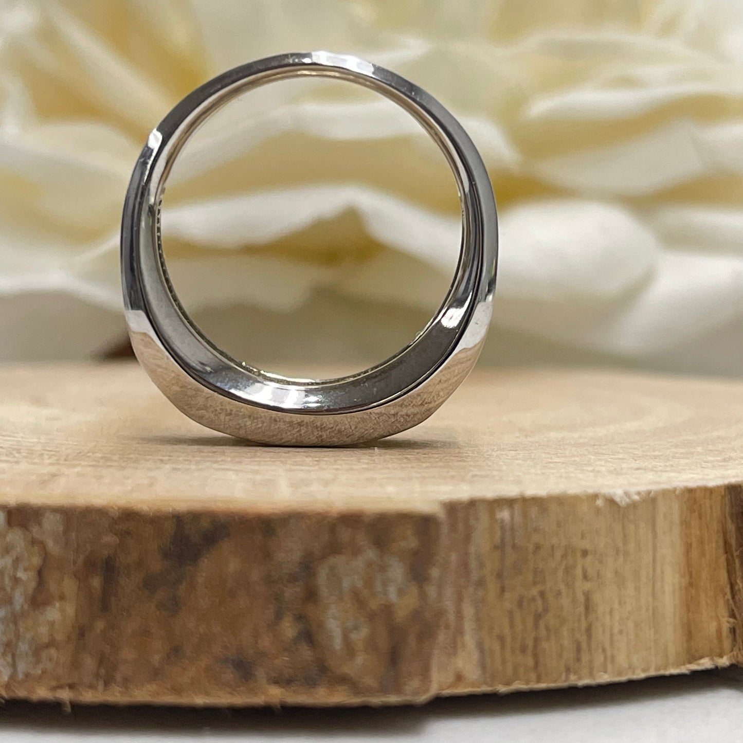 Moissanite Wedding Band For Men 14K White Gold , Mens Thumb Ring , Five Stone Mens Moissanite Wedding Band Unique Mens Engagement Ring #7253