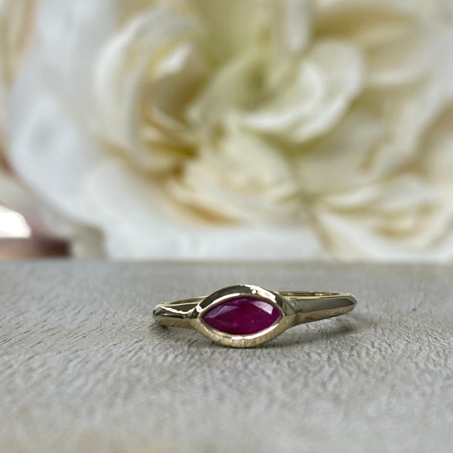 Ruby Ring , Marquis Shaped Ruby Ring 14k White Gold Minimalist Ruby Ring Stacking Sideways Marquis Promise Ring Dainty Stacking Ring  #5852