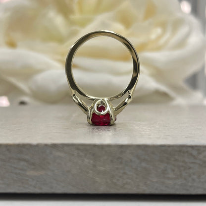 Oval Cut Ruby Ring 14K Yellow Gold for Women Ruby and Diamond Engagement Ring,  Unique Vintage Ruby Diamond Anniversary Promise Rings #7270