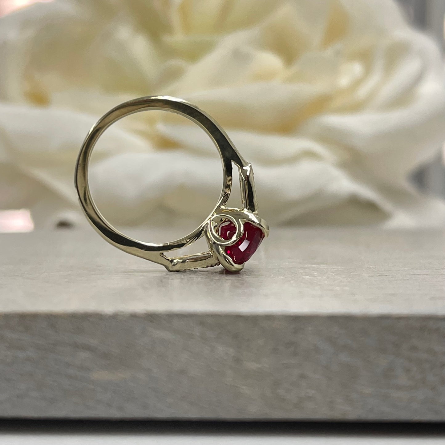 Oval Cut Ruby Ring 14K Yellow Gold for Women Ruby and Diamond Engagement Ring,  Unique Vintage Ruby Diamond Anniversary Promise Rings #7270