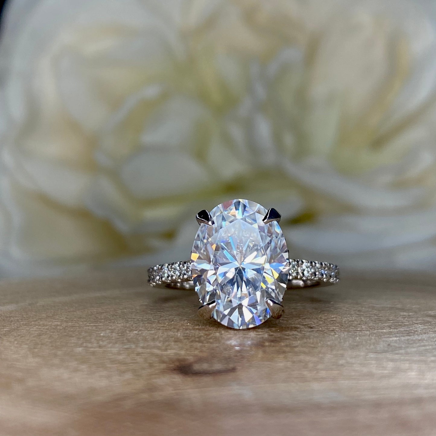 Elongated Oval Moissanite Engagement Ring 14K White Gold Hidden Halo Moissanite Engagement Ring Women Wedding Anniversary Promise Ring #7249