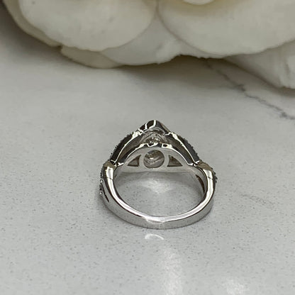 Cushion Cut Moissanite Engagement Ring 14K White Gold , Infinity Band Moissanite Ring , Unique Vintage Cushion Cut Engagement Rings ,  #7255