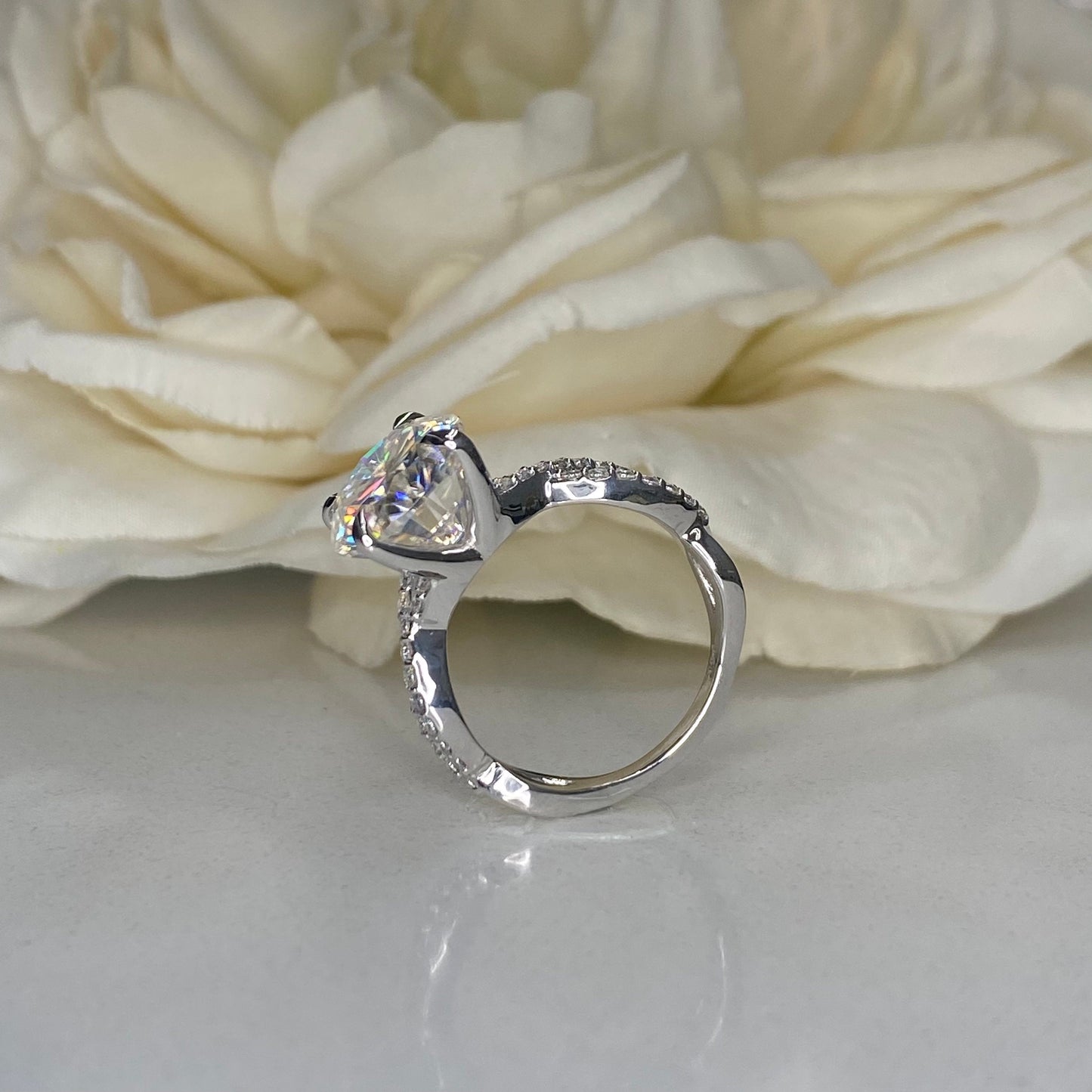 Oval Cut Moissanite Engagement Ring 14K White Gold  Infinity Band Moissanite Engagement Rings  Unique Vintage Anniversary Promise Ring #7277