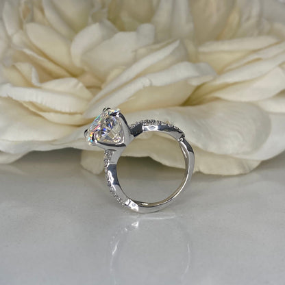 Oval Cut Moissanite Engagement Ring 14K White Gold  Infinity Band Moissanite Engagement Rings  Unique Vintage Anniversary Promise Ring #7277
