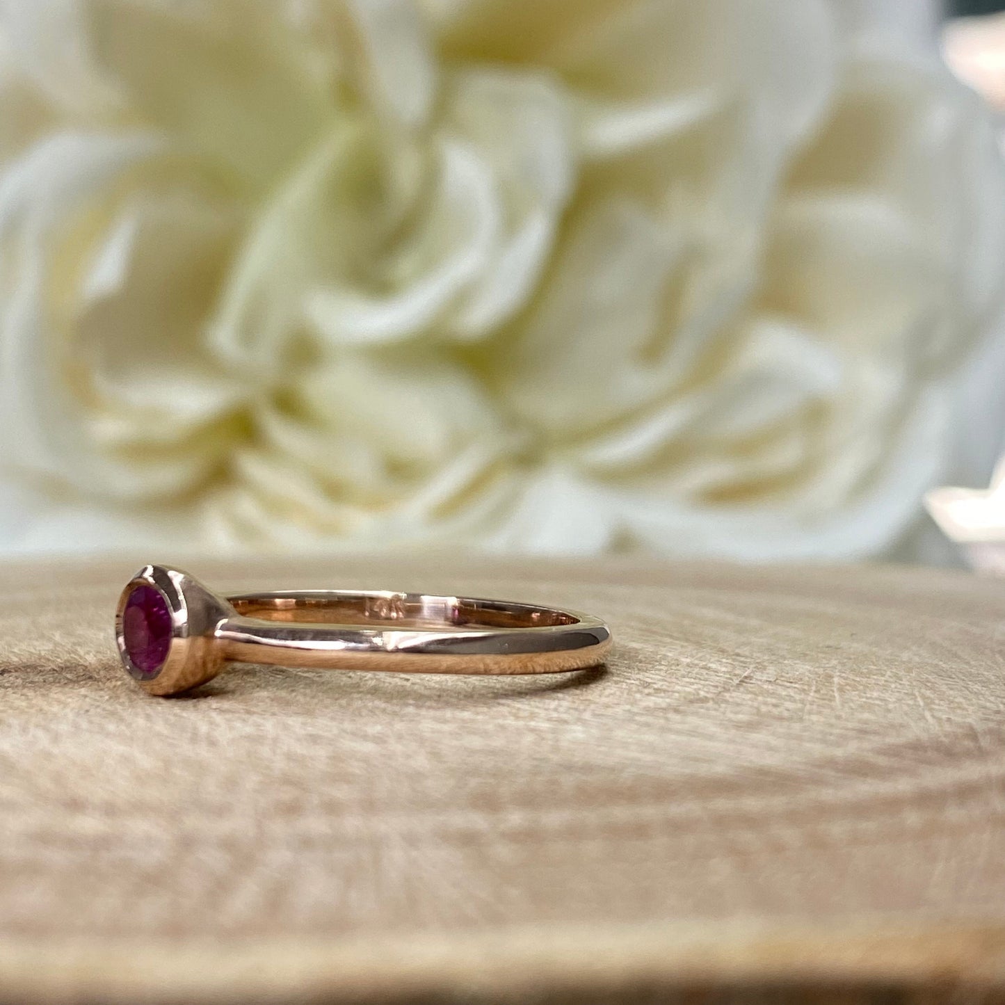 Ruby Ring , Oval Shaped Ruby Ring 14k Rose Gold , Minimalist Ruby Ring , Stacking Sideways Oval Promise Ring  , Dainty Stacking Ring  #5857
