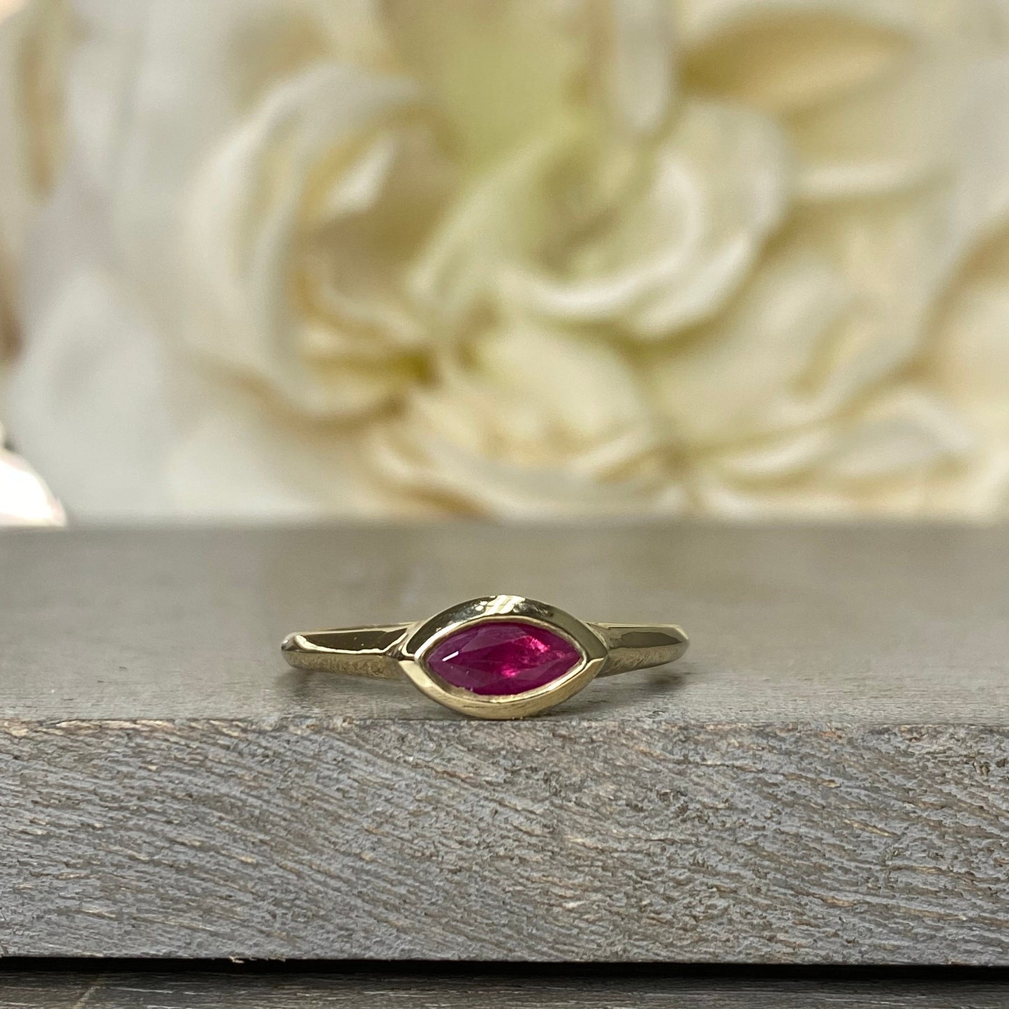 Ruby Ring , Marquis Shaped Ruby Ring 14k White Gold Minimalist Ruby Ring Stacking Sideways Marquis Promise Ring Dainty Stacking Ring  #5852