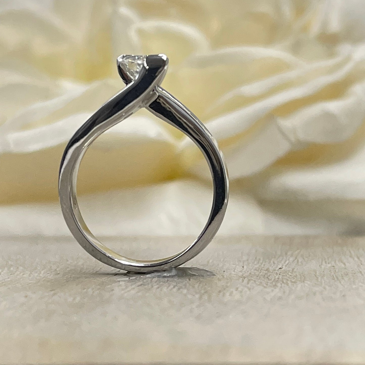 Marquis Diamond Engagement Ring 14K White Gold  Real Diamond Engagement Ring Marquis Cut , Bezel Set Diamond Promise Anniversary Ring  #3415