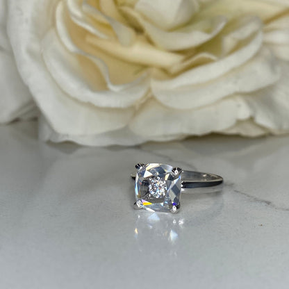 Cushion Cut Moissanite Engagement Rings 14k Solid Gold For Women, Portrait Moissanite Engagement  Rings Unique Moissanite Mothers Ring 7260