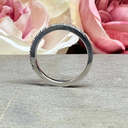 Moissanite Wedding Band 14K White Band Stacking Moissanite Band Thin Diamond Wedding Band For Ladies Dainty Stacking Bands Moissanite  #7279