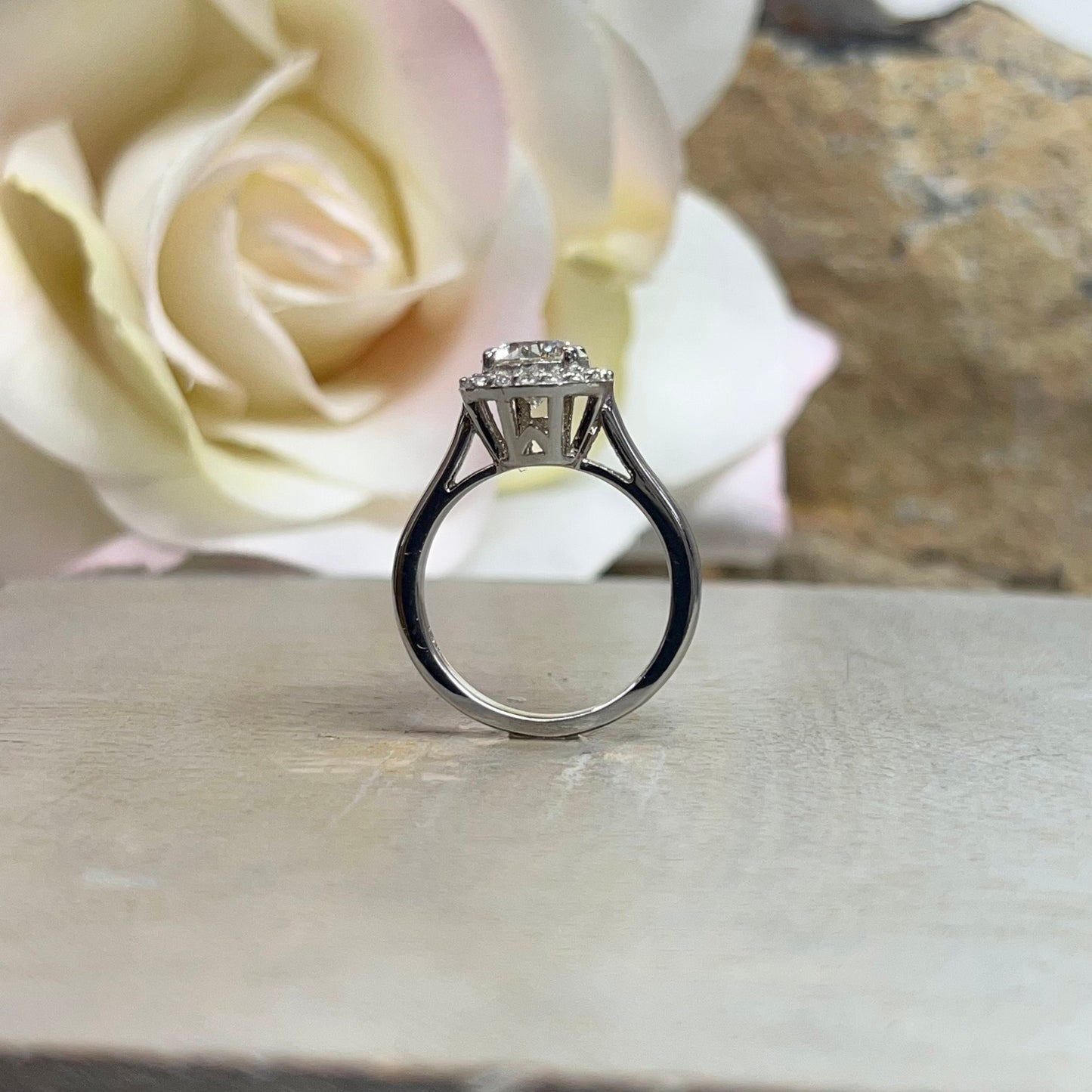 Initial Ring Round Moissanite Engagement Ring  Forever One Moissanite Ring  Personalized Engagement Rings Unique Wedding Promise Ring  #7296
