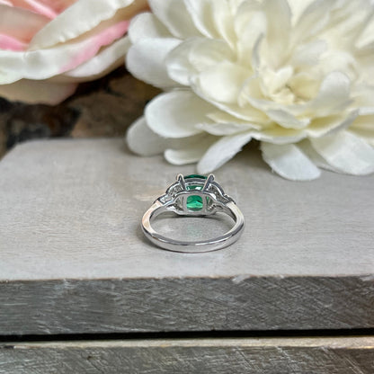 Cushion Cut Emerald Engagement Ring 14K Yellow Gold Green Emerald  Celtic Engagement Rings Moissanite Celtic Gold Wedding Promise Ring #7297
