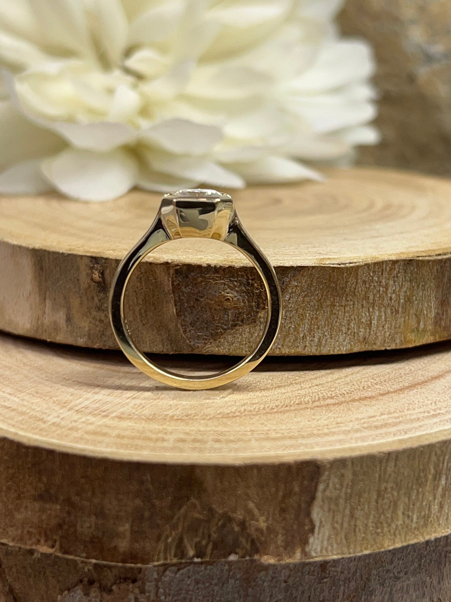 Radiant Cut Moissanite Engagement Ring, Solitaire Radiant Moissanite Bezel Set Wedding Ring, 14k Gold Moissanite Radiant Ladies Ring   #7170