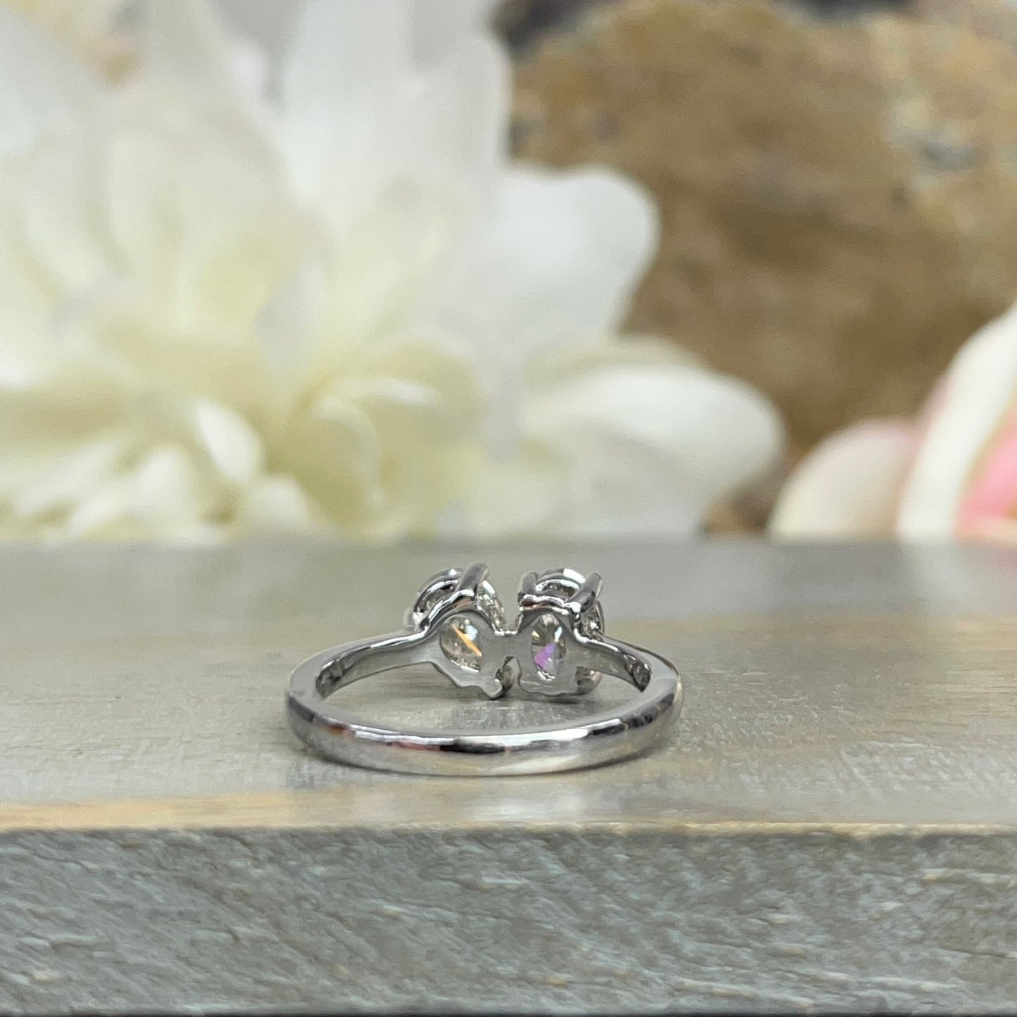 Toi et Moi Ring, Two Stone Engagement Ring, Birthstone Ring, Oval and Pear Ring, Unique Engagement Ring, Anniversary Ring,  Love Ring, #7312